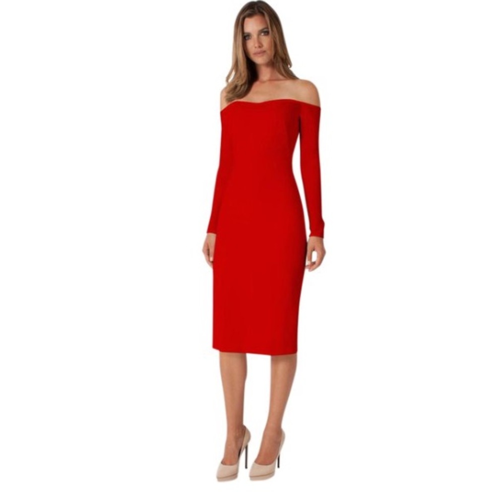 🔥NWT Black Halo Vita Off the Shoulder Dress | Red | Size 2 - Picture 5 of 8